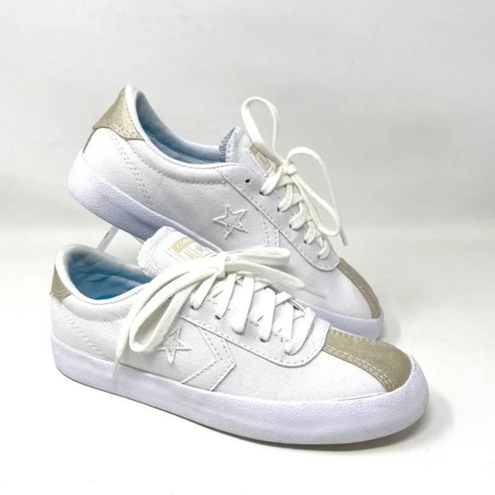 Converse Women 568901C Breakpoint Metallic Industrial Glam Low Top White Sneaker - Picture 1 of 10